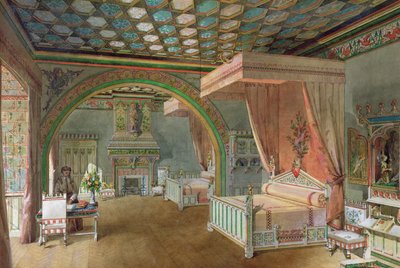 Das rosa Zimmer im Schloss Roquetaillade, 1868 von Edmond Duthoit